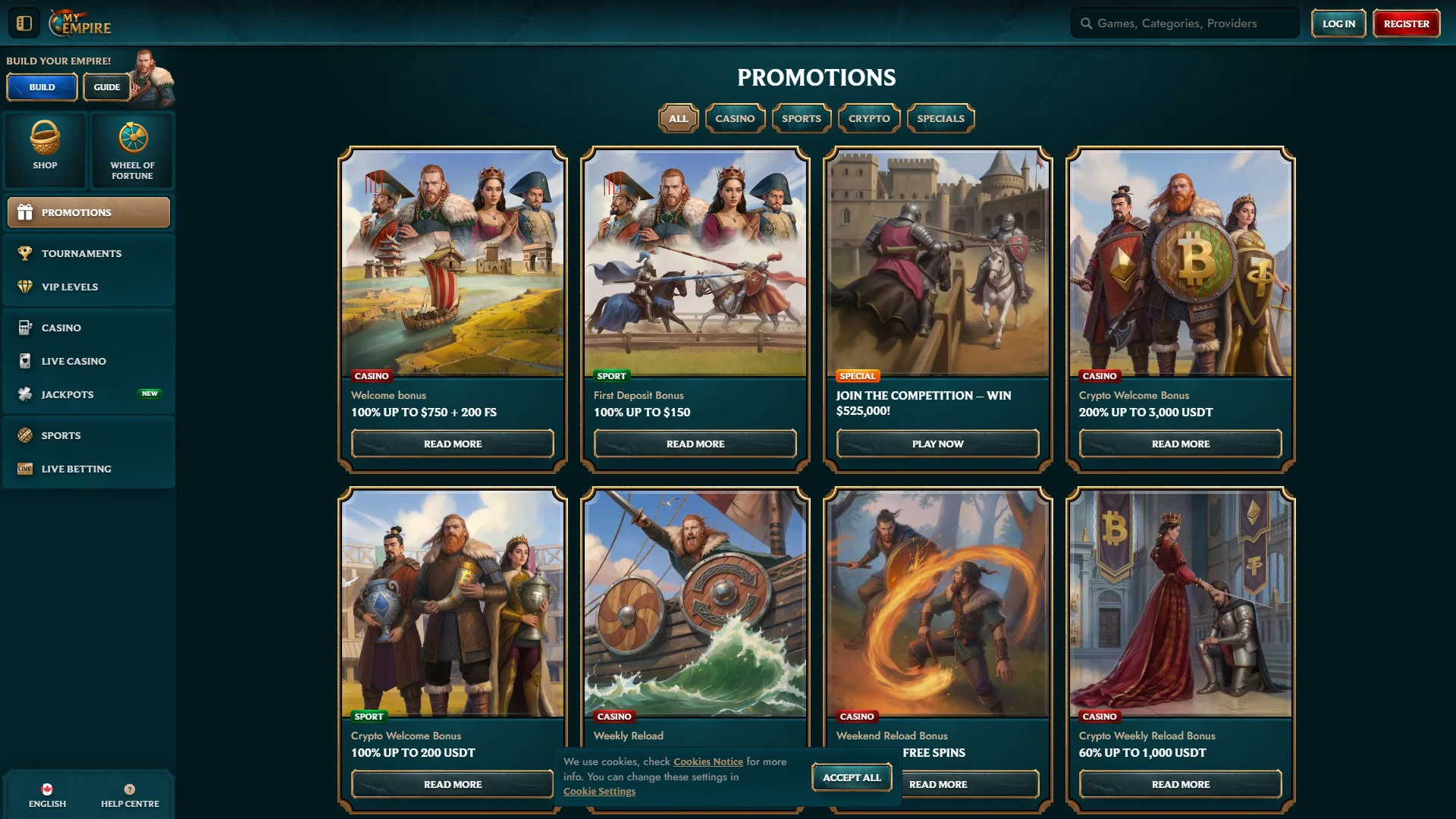 MyEmpire promotions page